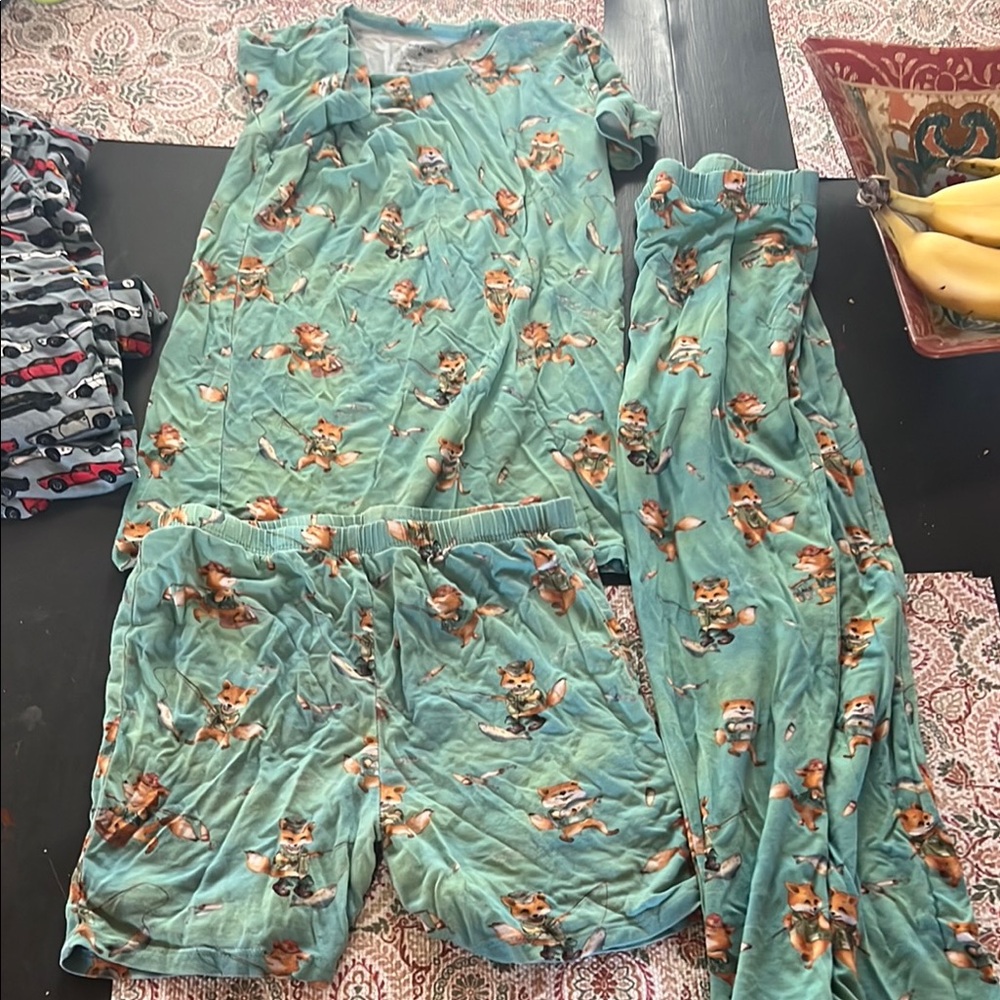 Posh Peanut Green Fox Print Pajama Set
